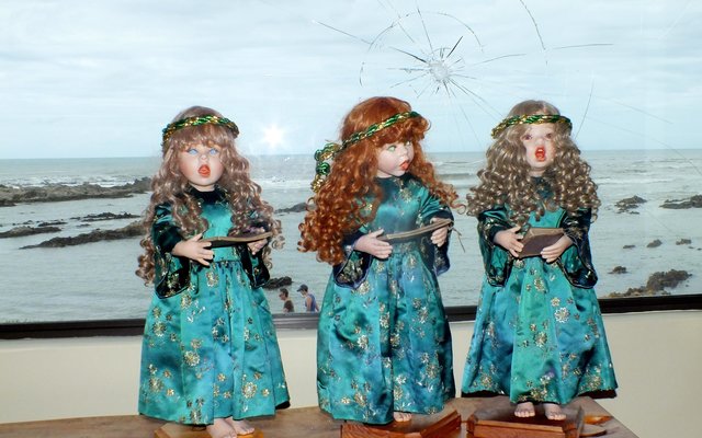 Die groot ruit van AB en Fiona Smit wat met ‘n klip gegooi is, reg bokant die 3 porseleinpoppies